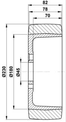230x77/82-45 Wheel Vulkollan 63215600, 50460100