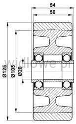 125x50/54-20 Suporting wheel  BT 252735 156259