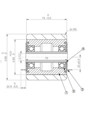 85x74-12 Load roller Vulkollan BT 215184 220212