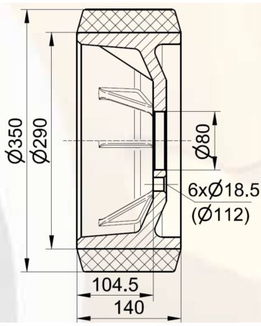 350x130/140x80 Wheel Vulkollan