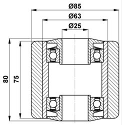 85x75/80-25 Roller Vulkollan