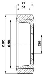 250x75-80 Drive wheel Vulkollan